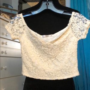 White lace crop top